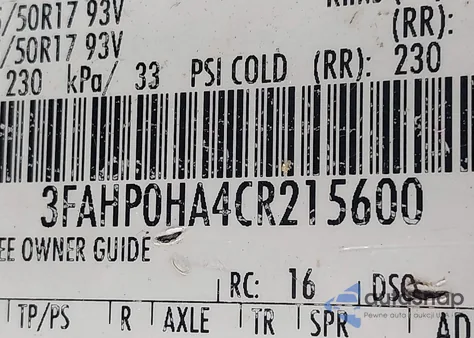 2012 Ford Fusion Se z USA, uszkodzony, nr VIN 3FAHP0HA4CR215600